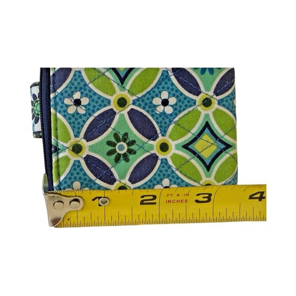 Vera Bradley Wallet "Daisey Daisey" Pattern Navy Blue Green Teal Quilted Fabric - Picture 7 of 7